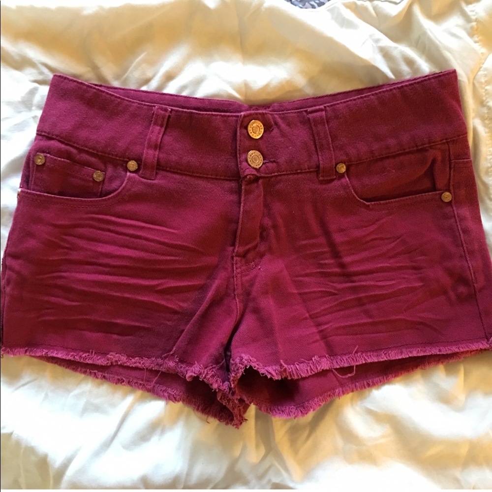 Charloette Russe burgundy jean shorts